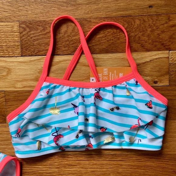 NWT Gymboree Girls 2 Piece Bikini Swimsuit Summer Print Size Small 5-6 - Picture 2 of 5
